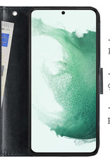 Samsung Galaxy S22 Ultra Hoesje Bookcase Met 2x Screenprotector - Samsung Galaxy S22 Ultra Case Hoes Cover - Samsung Galaxy S22 Ultra 2x Screenprotector - Zwart