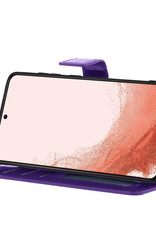 Nomfy Hoesje Geschikt voor Samsung S22 Ultra Hoes Bookcase Flipcase Book Cover Met Screenprotector - Hoes Geschikt voor Samsung Galaxy S22 Ultra Hoesje Book Case - Paars