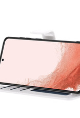 Nomfy Hoesje Geschikt voor Samsung S22 Ultra Hoes Bookcase Flipcase Book Cover Met Screenprotector - Hoes Geschikt voor Samsung Galaxy S22 Ultra Hoesje Book Case - Wit