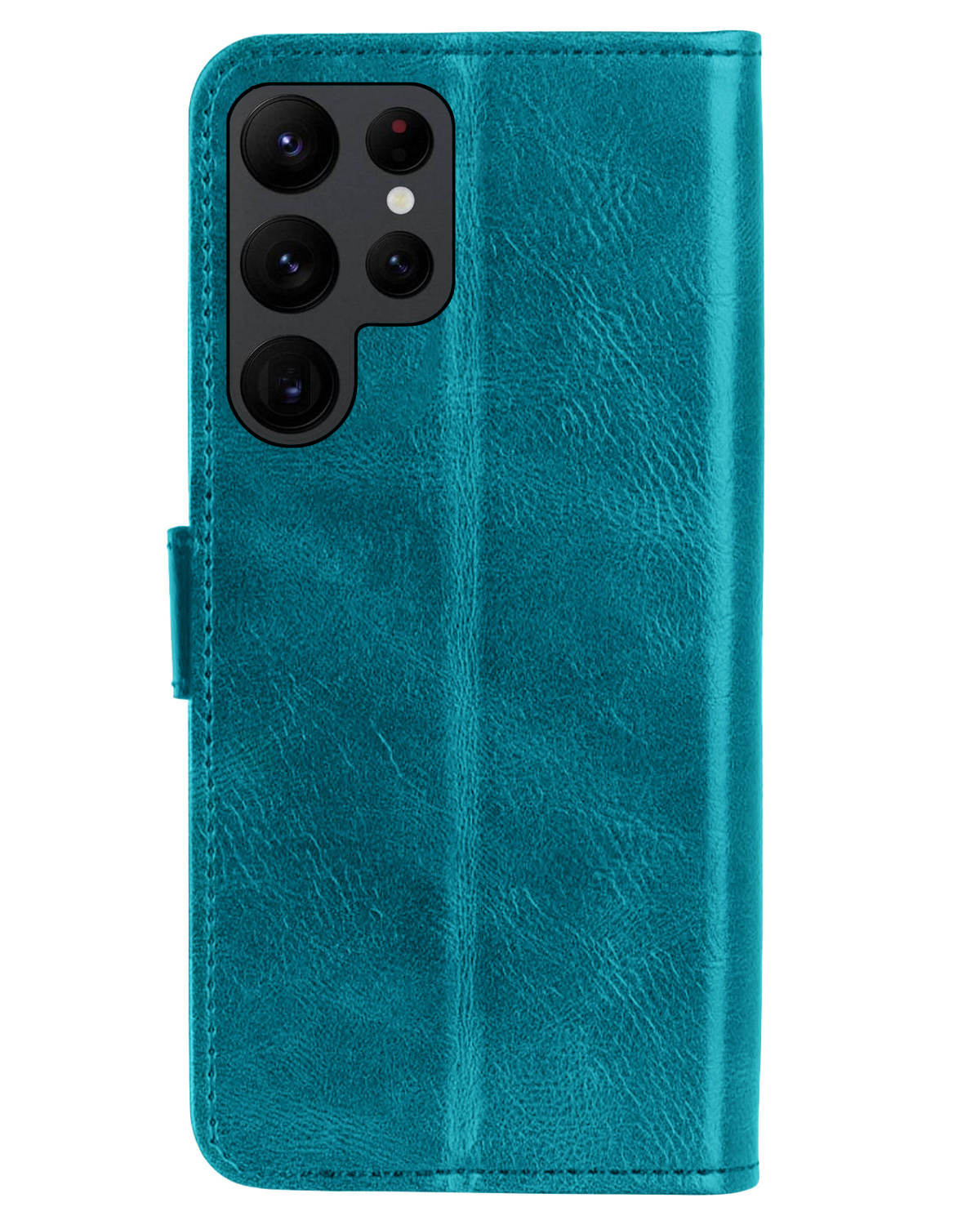 Nomfy Hoesje Geschikt voor Samsung S22 Ultra Hoes Bookcase Flipcase Book Cover Met 2x Screenprotector - Hoes Geschikt voor Samsung Galaxy S22 Ultra Hoesje Book Case - Turquoise