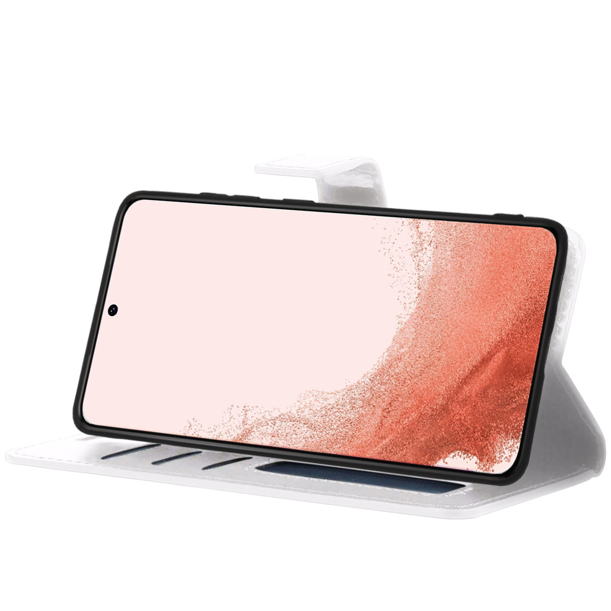 Nomfy Hoesje Geschikt voor Samsung S22 Ultra Hoes Bookcase Flipcase Book Cover Met 2x Screenprotector - Hoes Geschikt voor Samsung Galaxy S22 Ultra Hoesje Book Case - Wit