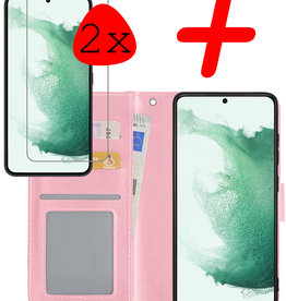 BASEY. BASEY. Samsung Galaxy S22 Hoesje Bookcase Lichtroze Met 2x Screenprotector