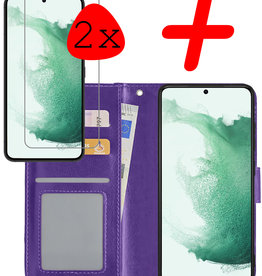 BASEY. BASEY. Samsung Galaxy S22 Hoesje Bookcase Paars Met 2x Screenprotector