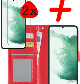 BASEY. BASEY. Samsung Galaxy S22 Hoesje Bookcase Rood Met 2x Screenprotector