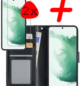 BASEY. Samsung Galaxy S22 Hoesje Bookcase Zwart Met 2x Screenprotector