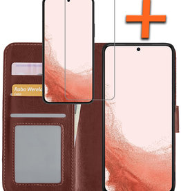 Nomfy Nomfy Samsung Galaxy S22 Hoesje Bookcase Bruin Met Screenprotector