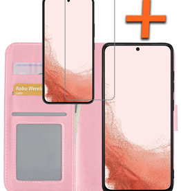 Nomfy Nomfy Samsung Galaxy S22 Hoesje Bookcase Lichtroze Met Screenprotector