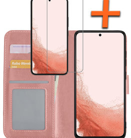 Nomfy Nomfy Samsung Galaxy S22 Hoesje Bookcase Rose goud Met Screenprotector