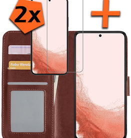 Nomfy Nomfy Samsung Galaxy S22 Hoesje Bookcase Bruin Met 2x Screenprotector