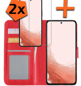Nomfy Nomfy Samsung Galaxy S22 Hoesje Bookcase Rood Met 2x Screenprotector