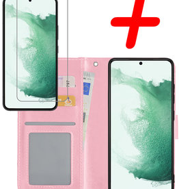 BASEY. BASEY. Samsung Galaxy S22 Plus Hoesje Bookcase Lichtroze Met Screenprotector