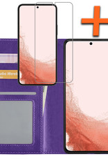 Nomfy Hoesje Geschikt voor Samsung S22 Plus Hoes Bookcase Flipcase Book Cover Met Screenprotector - Hoes Geschikt voor Samsung Galaxy S22 Plus Hoesje Book Case - Paars