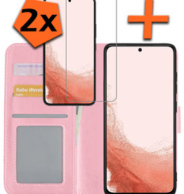 Nomfy Nomfy Samsung Galaxy S22 Plus Hoesje Bookcase Lichtroze Met 2x Screenprotector