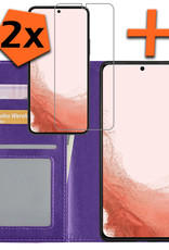 Nomfy Hoesje Geschikt voor Samsung S22 Plus Hoes Bookcase Flipcase Book Cover Met 2x Screenprotector - Hoes Geschikt voor Samsung Galaxy S22 Plus Hoesje Book Case - Paars