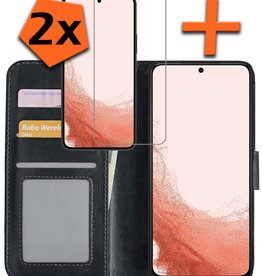 Nomfy Nomfy Samsung Galaxy S22 Plus Hoesje Bookcase Zwart Met 2x Screenprotector
