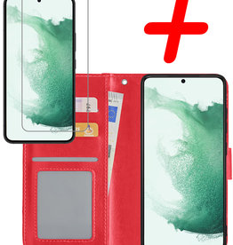 BASEY. BASEY. Samsung Galaxy S22 Ultra Hoesje Bookcase Rood Met Screenprotector
