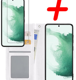 BASEY. BASEY. Samsung Galaxy S22 Ultra Hoesje Bookcase Wit Met Screenprotector