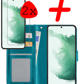 BASEY. BASEY. Samsung Galaxy S22 Ultra Hoesje Bookcase Turquoise Met 2x Screenprotector