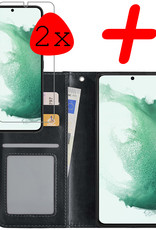 BASEY. Hoes Geschikt voor Samsung S22 Ultra Hoesje Bookcase Hoes Flip Case Book Cover Met 2x Screenprotector - Hoesje Geschikt voor Samsung Galaxy S22 Ultra Hoes Book Case Hoesje - Zwart