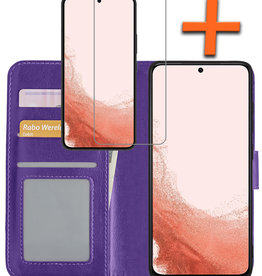 Nomfy Nomfy Samsung Galaxy S22 Ultra Hoesje Bookcase Paars Met Screenprotector