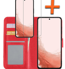 Nomfy Nomfy Samsung Galaxy S22 Ultra Hoesje Bookcase Rood Met Screenprotector