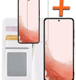 Nomfy Nomfy Samsung Galaxy S22 Ultra Hoesje Bookcase Wit Met Screenprotector