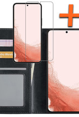 Nomfy Hoesje Geschikt voor Samsung S22 Ultra Hoes Bookcase Flipcase Book Cover Met Screenprotector - Hoes Geschikt voor Samsung Galaxy S22 Ultra Hoesje Book Case - Zwart