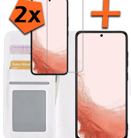 Nomfy Samsung Galaxy S22 Ultra Hoesje Bookcase Wit Met 2x Screenprotector