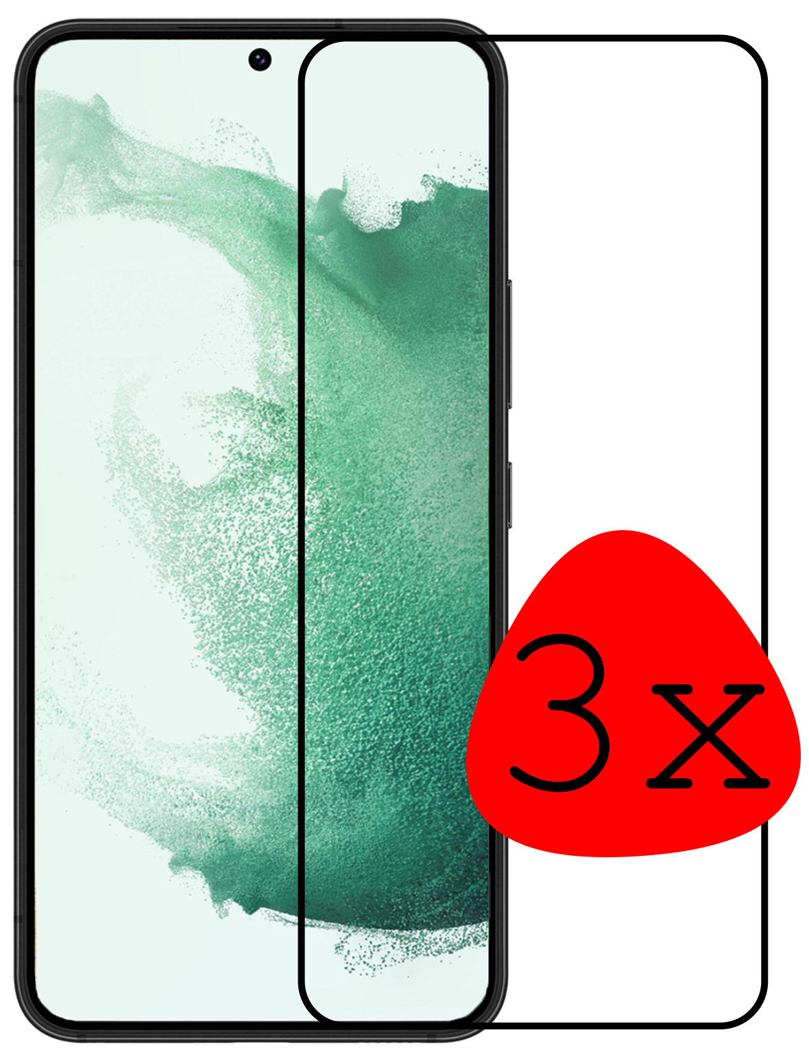 BASEY. Screenprotector Geschikt voor Samsung S22 Plus Screenprotector Beschermglas Full Cover - Screenprotector Geschikt voor Samsung Galaxy S22 Plus Screen Protector Full Cover - 3 Stuks