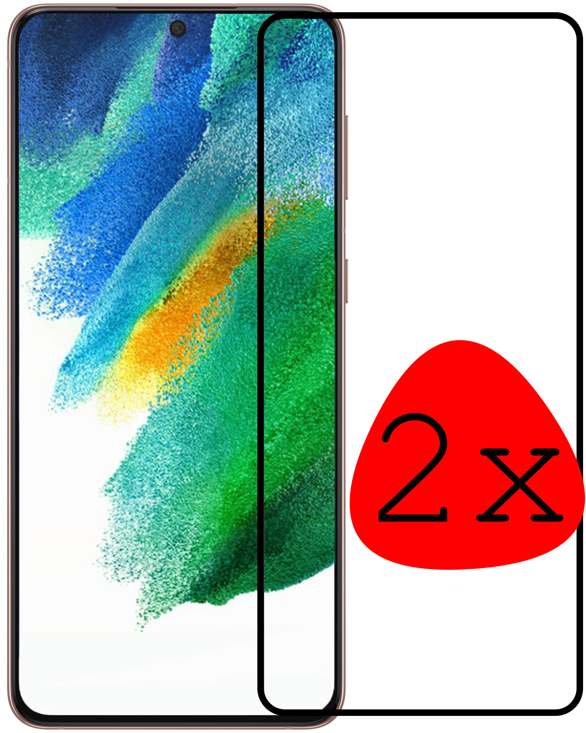 BASEY. Screenprotector Geschikt voor Samsung S21 FE Screenprotector Beschermglas Full Cover - Screenprotector Geschikt voor Samsung Galaxy S21 FE Screen Protector Full Cover - 2 Stuks