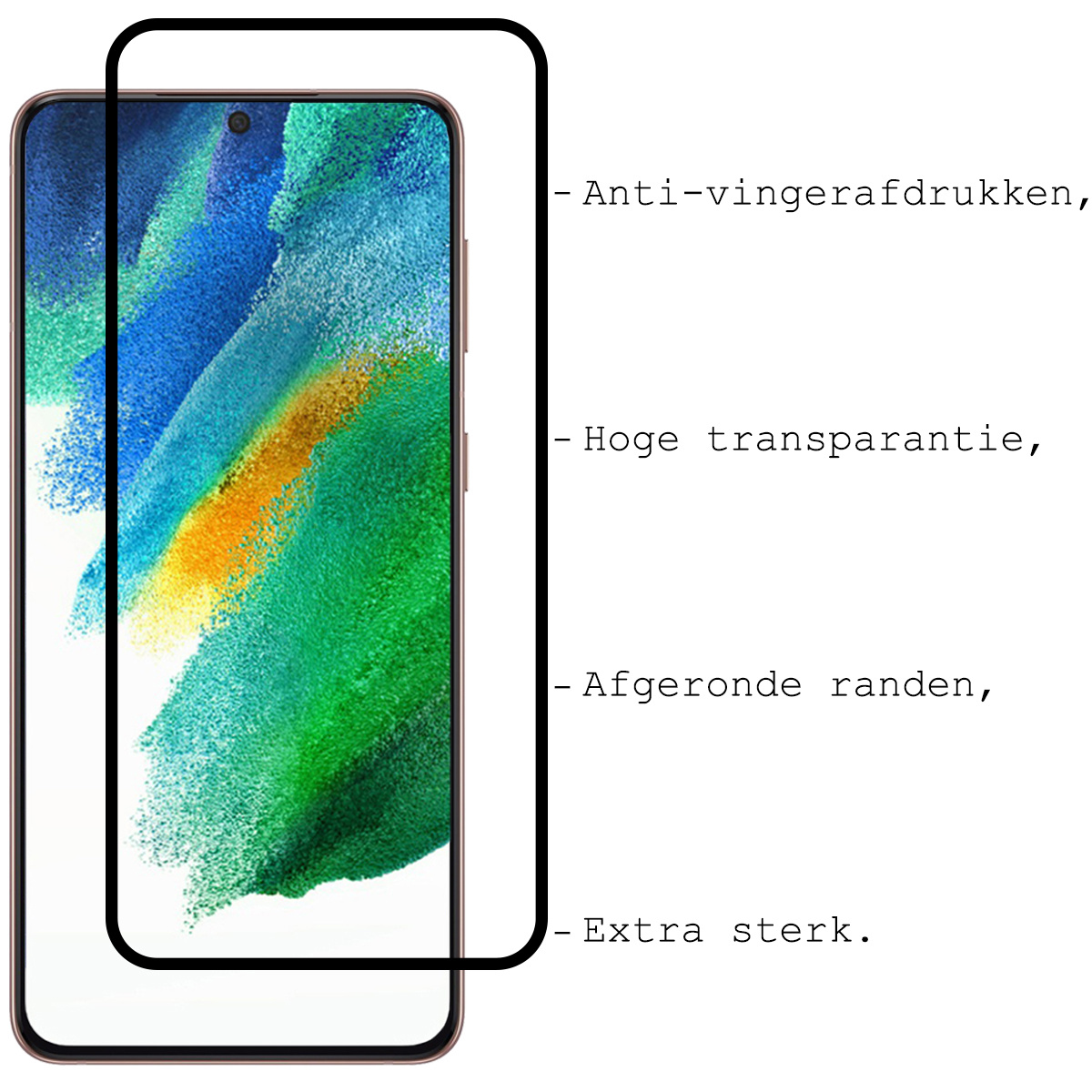 BASEY. Screenprotector Geschikt voor Samsung S21 FE Screenprotector Beschermglas Full Cover - Screenprotector Geschikt voor Samsung Galaxy S21 FE Screen Protector Full Cover - 2 Stuks