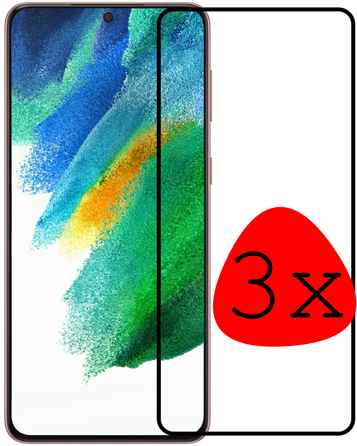BASEY. Screenprotector Geschikt voor Samsung S21 FE Screenprotector Beschermglas Full Cover - Screenprotector Geschikt voor Samsung Galaxy S21 FE Screen Protector Full Cover - 3 Stuks