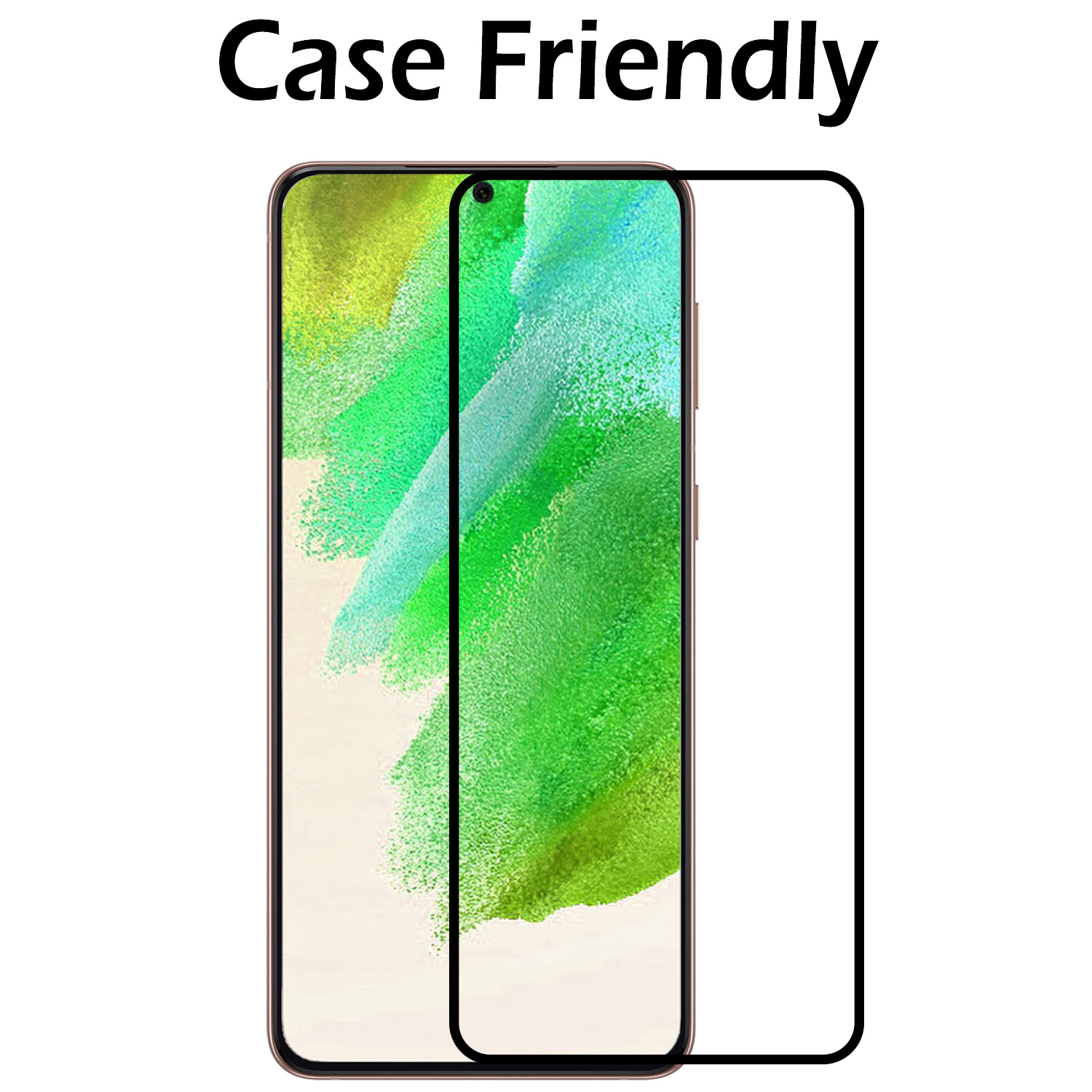 Nomfy Screenprotector Geschikt voor Samsung S21 FE Screenprotector Bescherm Glas - Screenprotector Geschikt voor Samsung Galaxy S21 FE Screen Protector Tempered Glass Full Screen Full Cover - 2 PACK