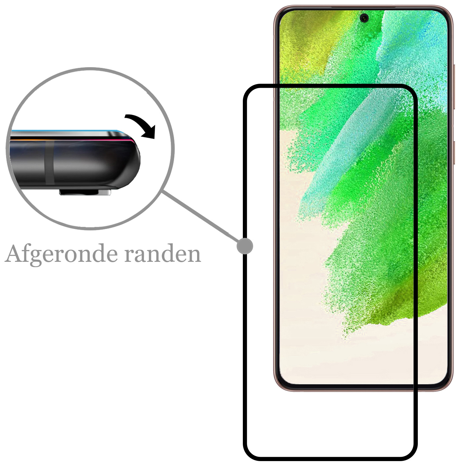 Nomfy Screenprotector Geschikt voor Samsung S21 FE Screenprotector Bescherm Glas - Screenprotector Geschikt voor Samsung Galaxy S21 FE Screen Protector Tempered Glass Full Screen Full Cover - 2 PACK