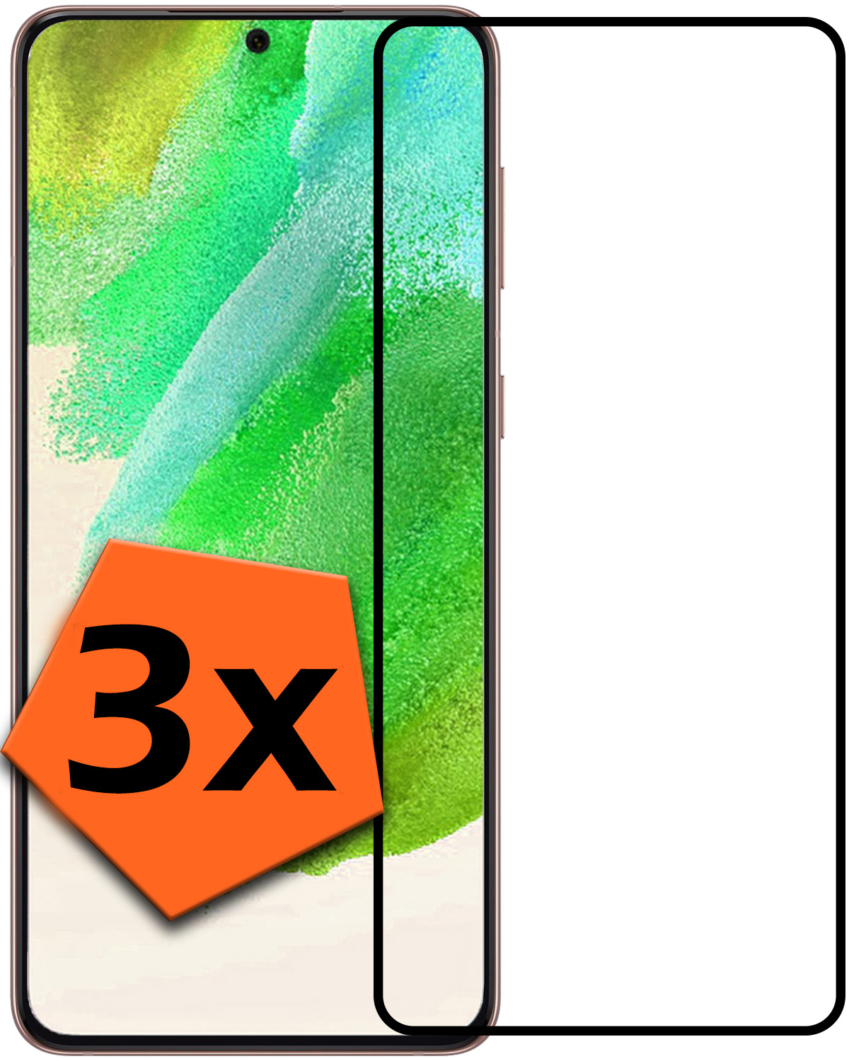 Nomfy Screenprotector Geschikt voor Samsung S21 FE Screenprotector Bescherm Glas - Screenprotector Geschikt voor Samsung Galaxy S21 FE Screen Protector Tempered Glass Full Screen Full Cover - 3 PACK