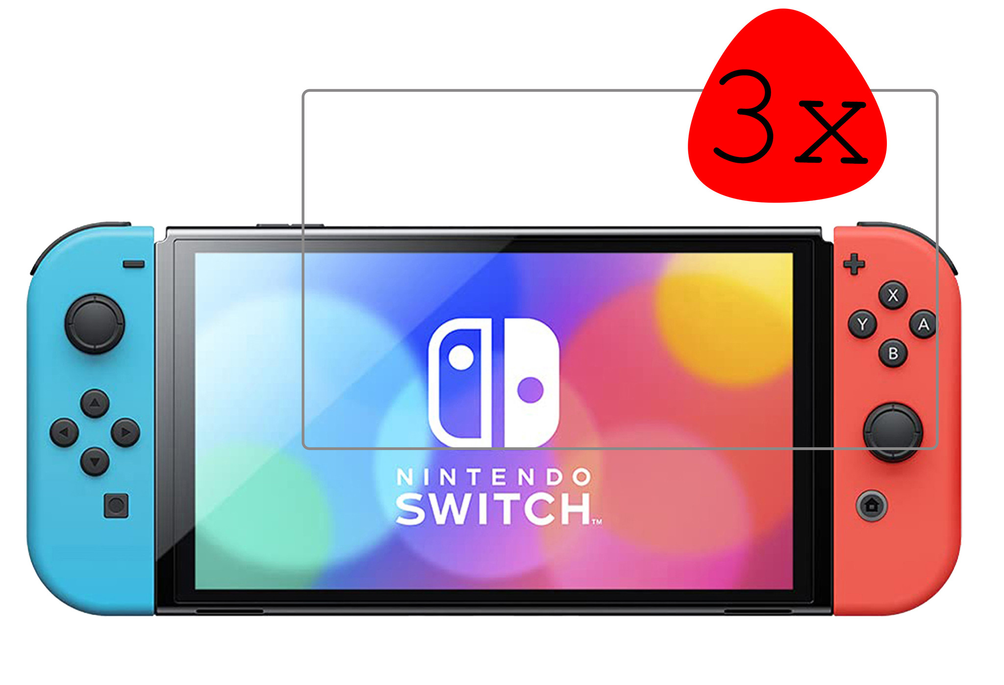 BASEY. Beschermglas Geschikt voor Nintendo Switch Screenprotector Tempered Glass - Screenprotector Geschikt voor Nintendo Switch Screen Protector - 3 Stuks