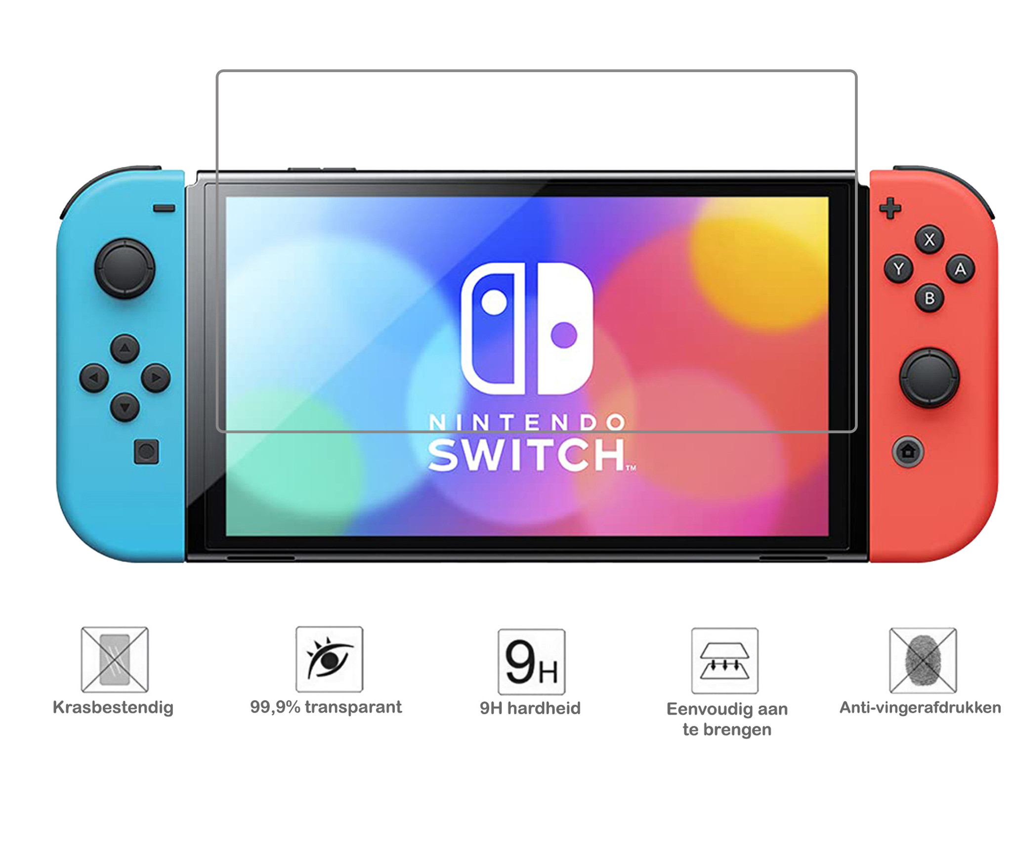 BASEY. Beschermglas Geschikt voor Nintendo Switch Screenprotector Tempered Glass - Screenprotector Geschikt voor Nintendo Switch Screen Protector - 3 Stuks