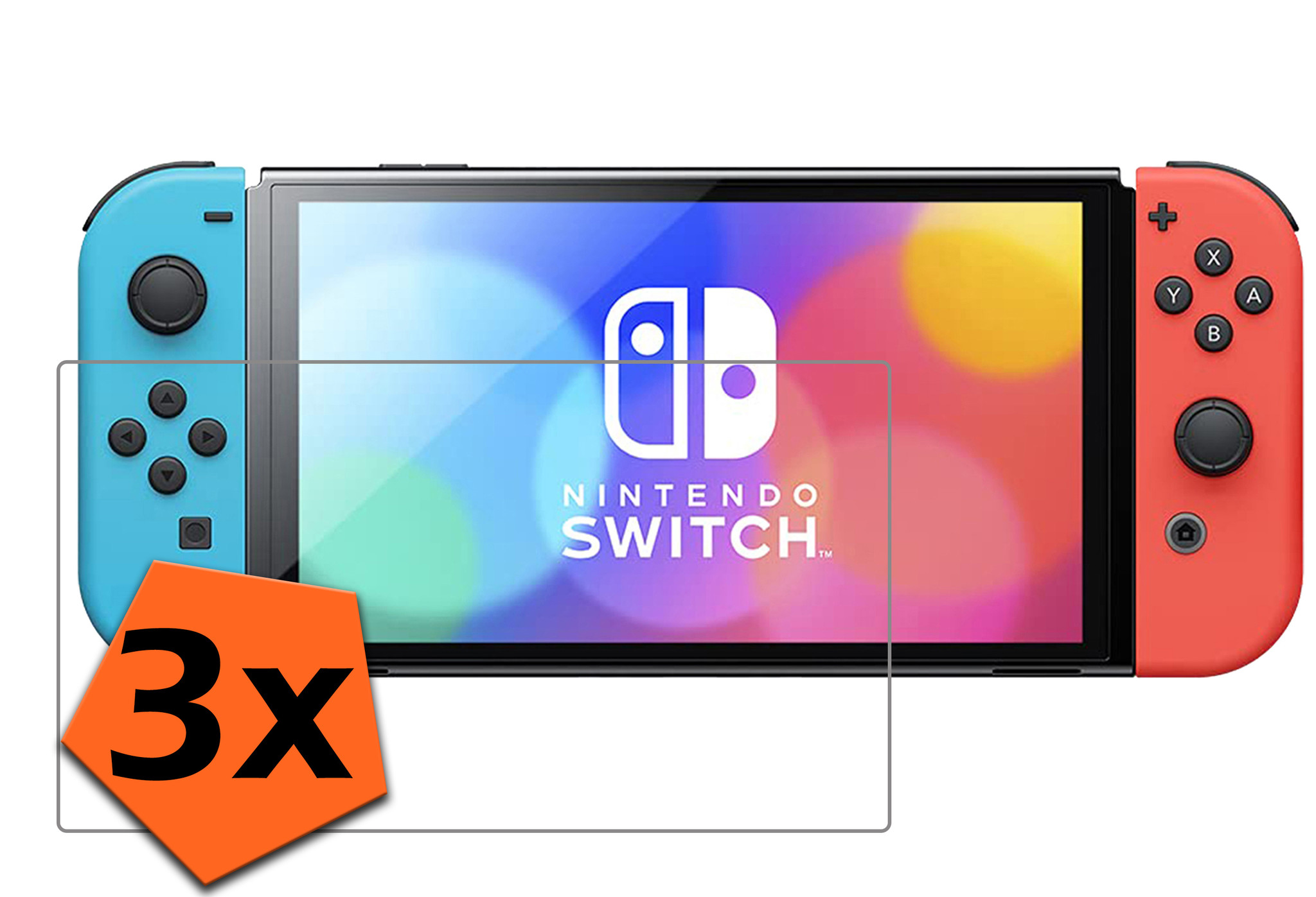 Nomfy Screenprotector Geschikt voor Nintendo Switch Screenprotector Bescherm Glas - Tempered Glass Geschikt voor Nintendo Switch Screen Protector - 3 PACK