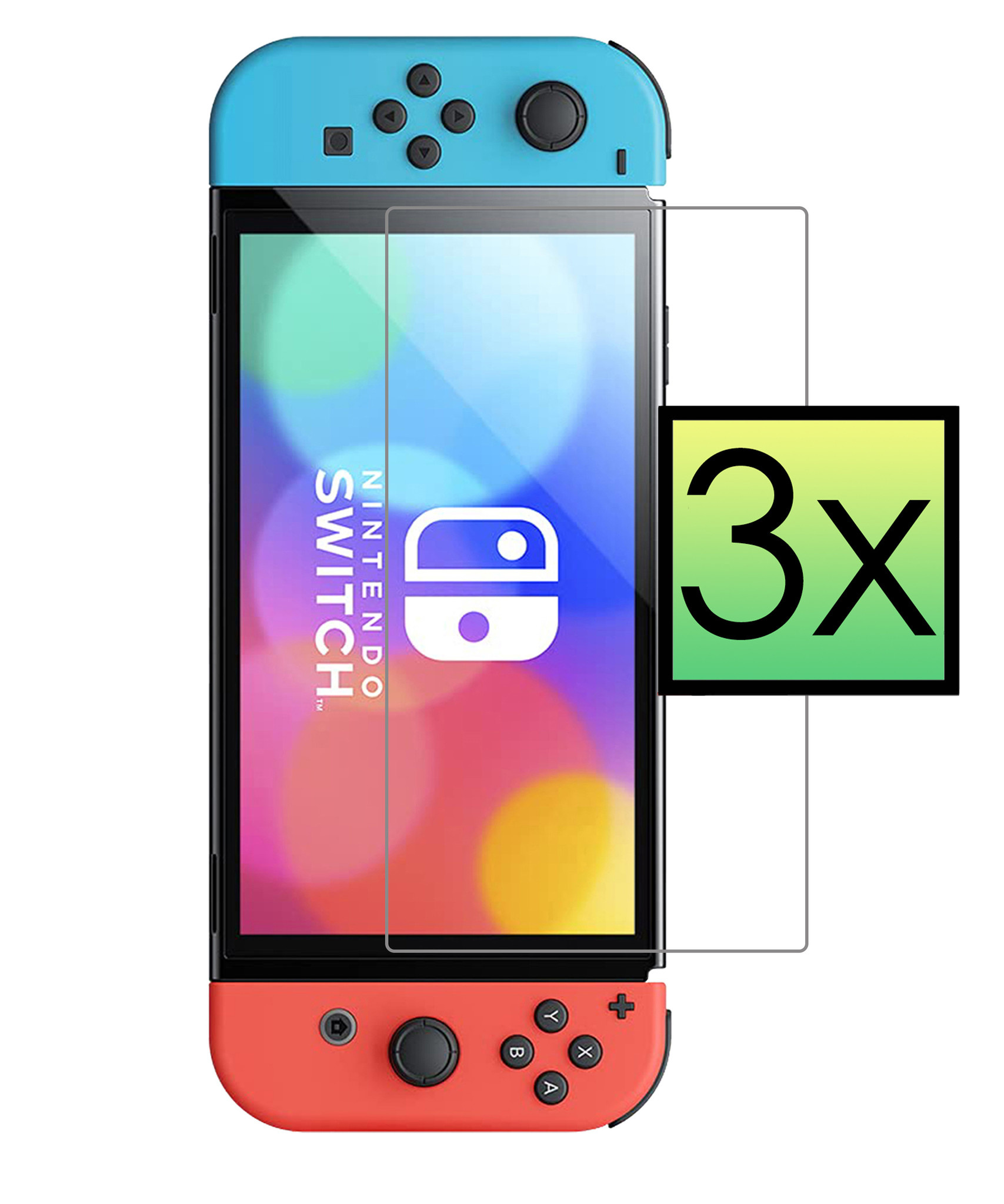 NoXx Screenprotector Geschikt voor Nintendo Switch OLED Bescherm Glas Screen Protector - 3x