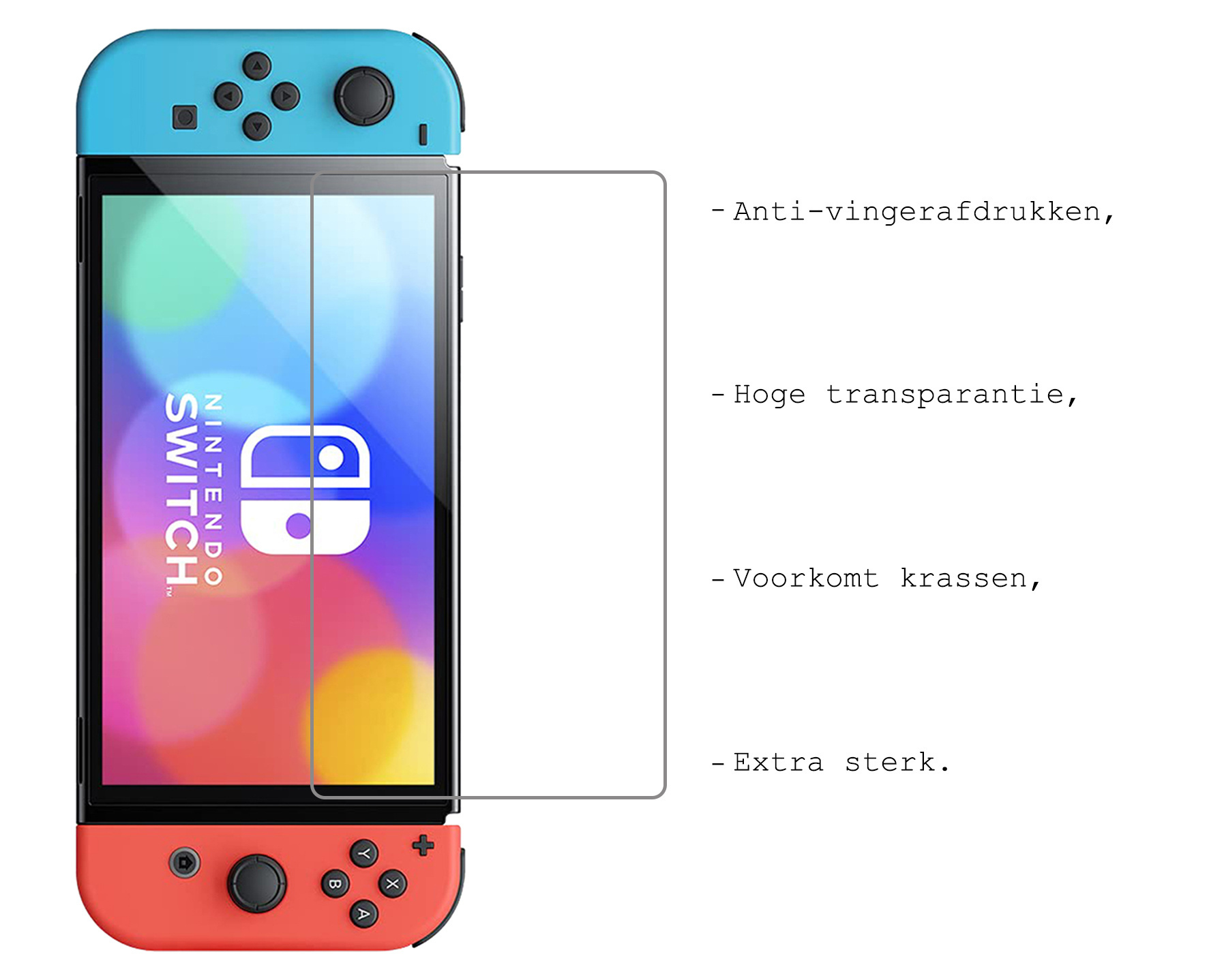 NoXx Screenprotector Geschikt voor Nintendo Switch OLED Bescherm Glas Screen Protector - 3x