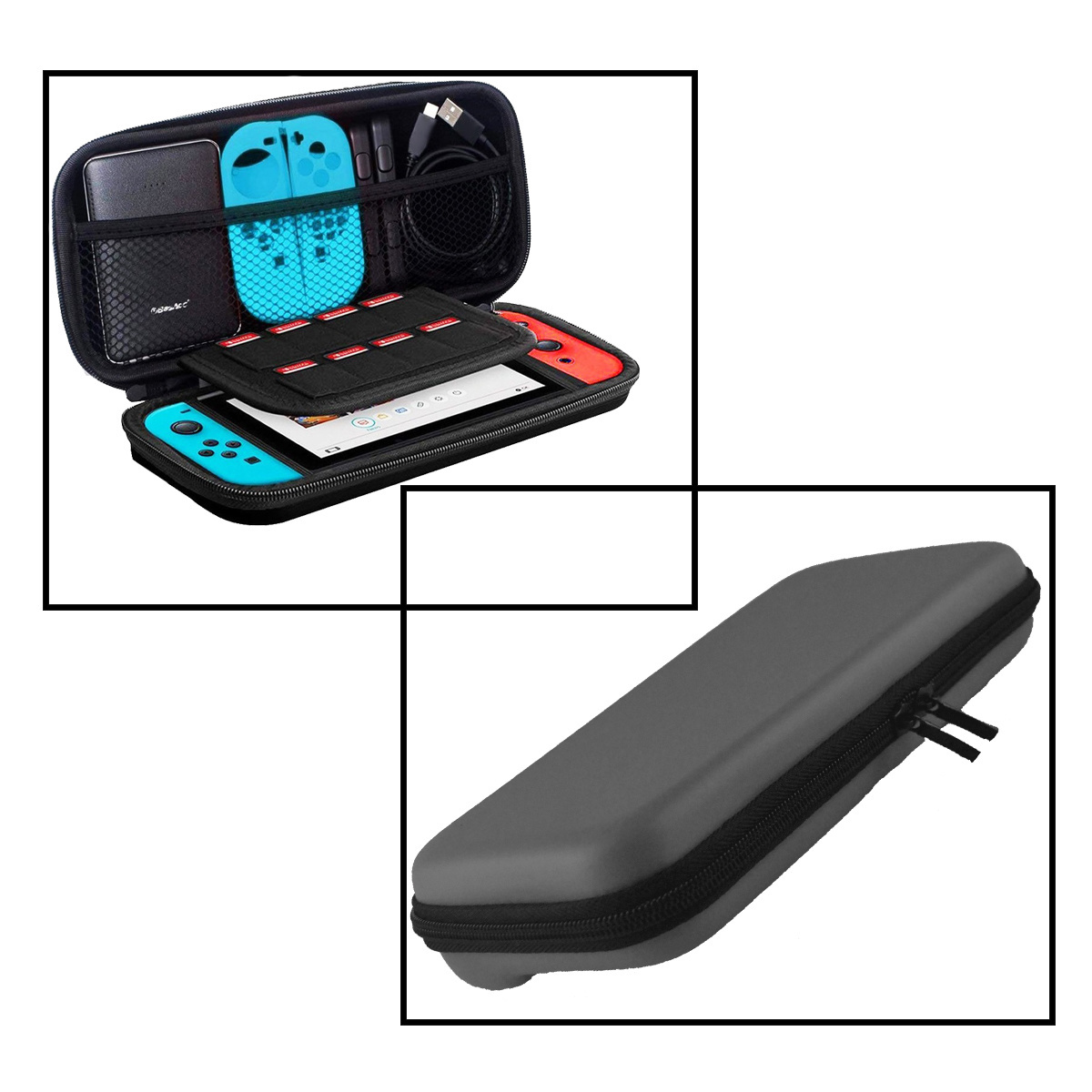 NoXx Hoesje Geschikt voor Nintendo Switch Case Hoes Hard Cover Met Koord - Hoes Geschikt voor Nintendo Switch Hoes - Zwart