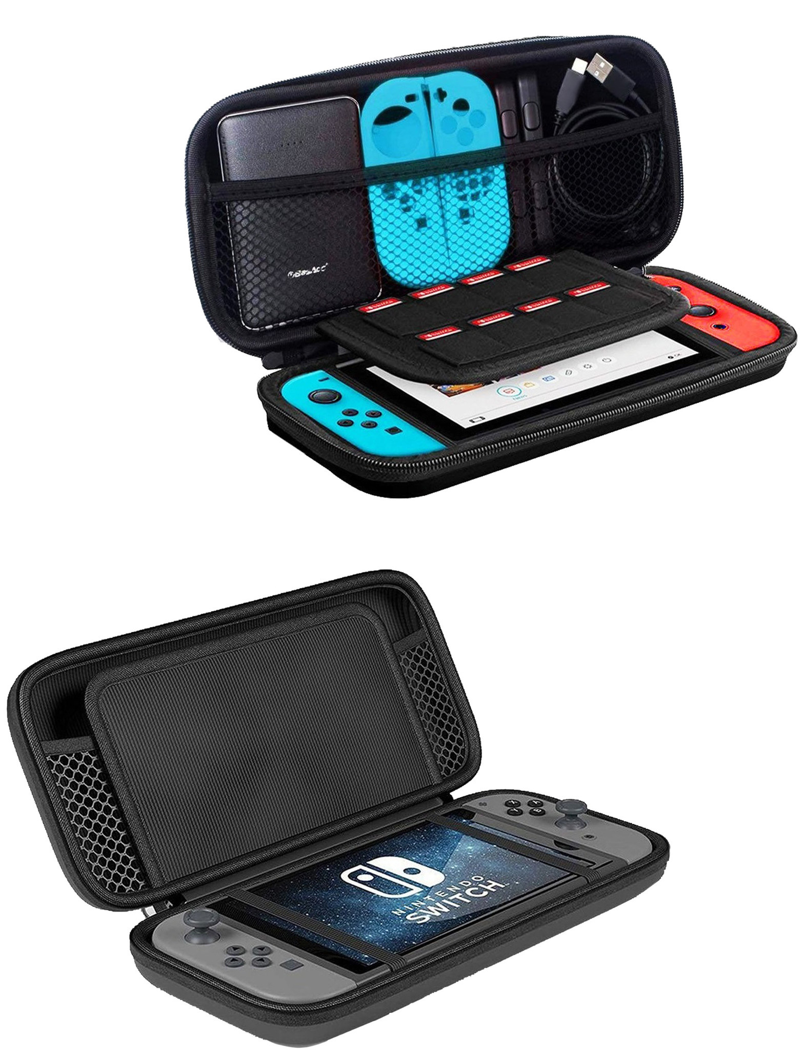 Nomfy Hoesje Geschikt voor Nintendo Switch Hoes Bescherm Case Hardcover Met Polsbandje - Hoes Geschikt voor Nintendo Switch Case - Blauw