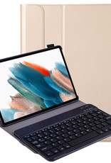 BASEY. Hoesje Geschikt voor Samsung Galaxy Tab A8 Toetsenbord Hoes Book Case - Hoes Geschikt voor Samsung Tab A8 Toetsenbord Hoesje Keyboard Cover - Goud
