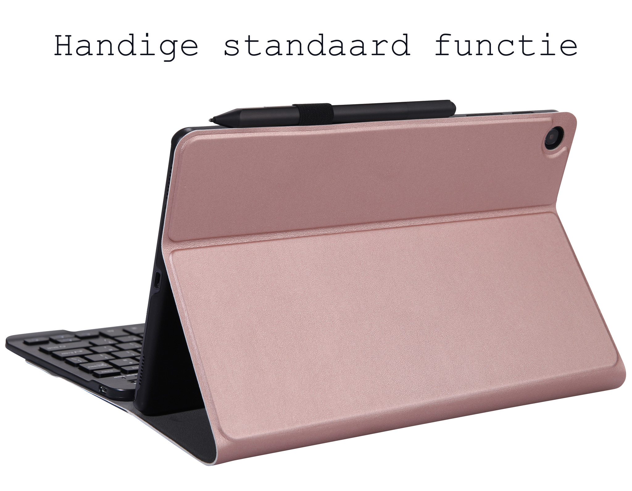 BASEY. Hoesje Geschikt voor Samsung Galaxy Tab A8 Toetsenbord Hoes Book Case - Hoes Geschikt voor Samsung Tab A8 Toetsenbord Hoesje Keyboard Cover - Rosé goud