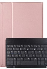 BASEY. Hoesje Geschikt voor Samsung Galaxy Tab A8 Toetsenbord Hoes Book Case - Hoes Geschikt voor Samsung Tab A8 Toetsenbord Hoesje Keyboard Cover - Rosé goud