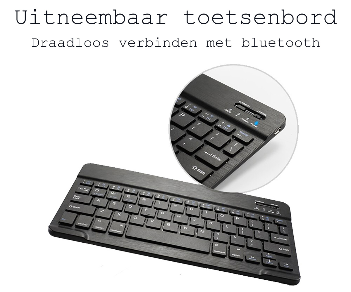BASEY. Hoesje Geschikt voor Samsung Galaxy Tab A8 Toetsenbord Hoes Book Case - Hoes Geschikt voor Samsung Tab A8 Toetsenbord Hoesje Keyboard Cover - Zwart