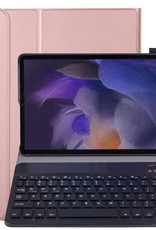 NoXx Hoesje Geschikt voor Samsung Galaxy Tab A8 Hoesje Toetsenbord Hoes - Hoes Geschikt voor Samsung Tab A8 Keyboard Case Book Cover - Rosé goud