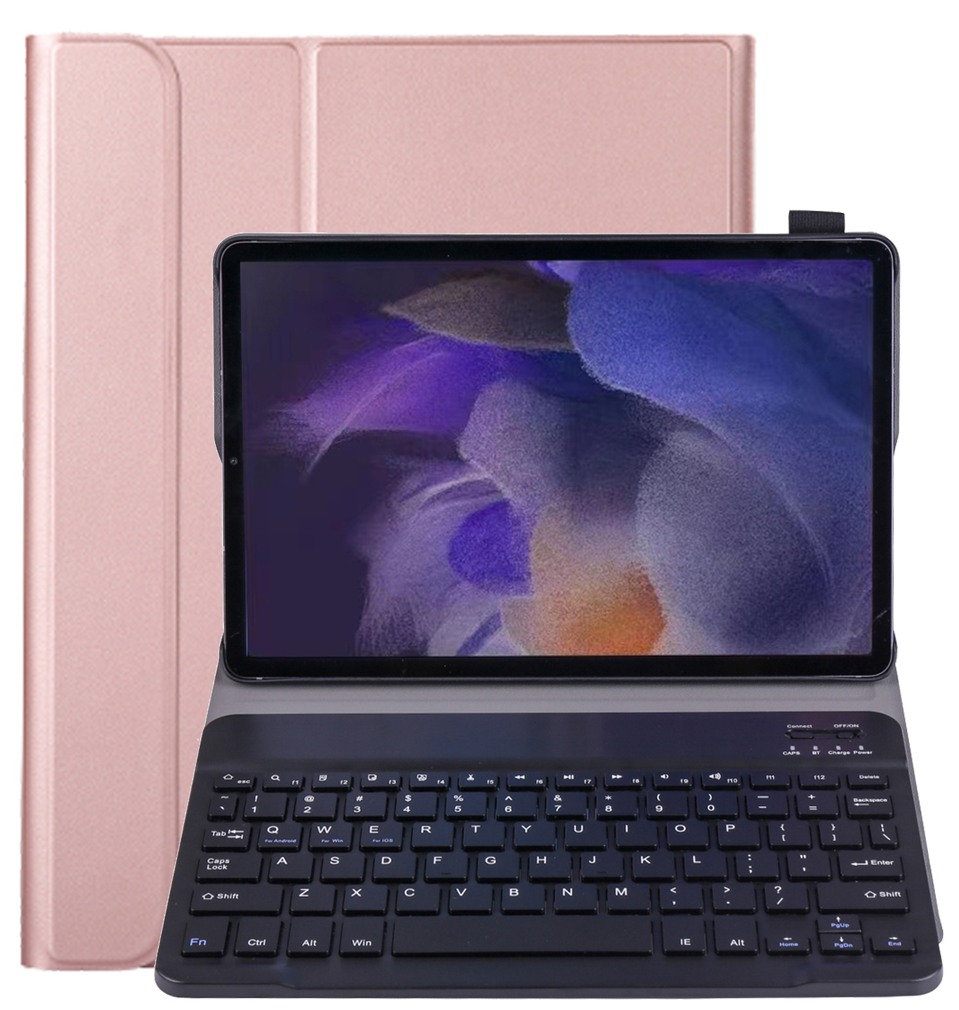 NoXx Hoesje Geschikt voor Samsung Galaxy Tab A8 Hoesje Toetsenbord Hoes - Hoes Geschikt voor Samsung Tab A8 Keyboard Case Book Cover - Rosé goud