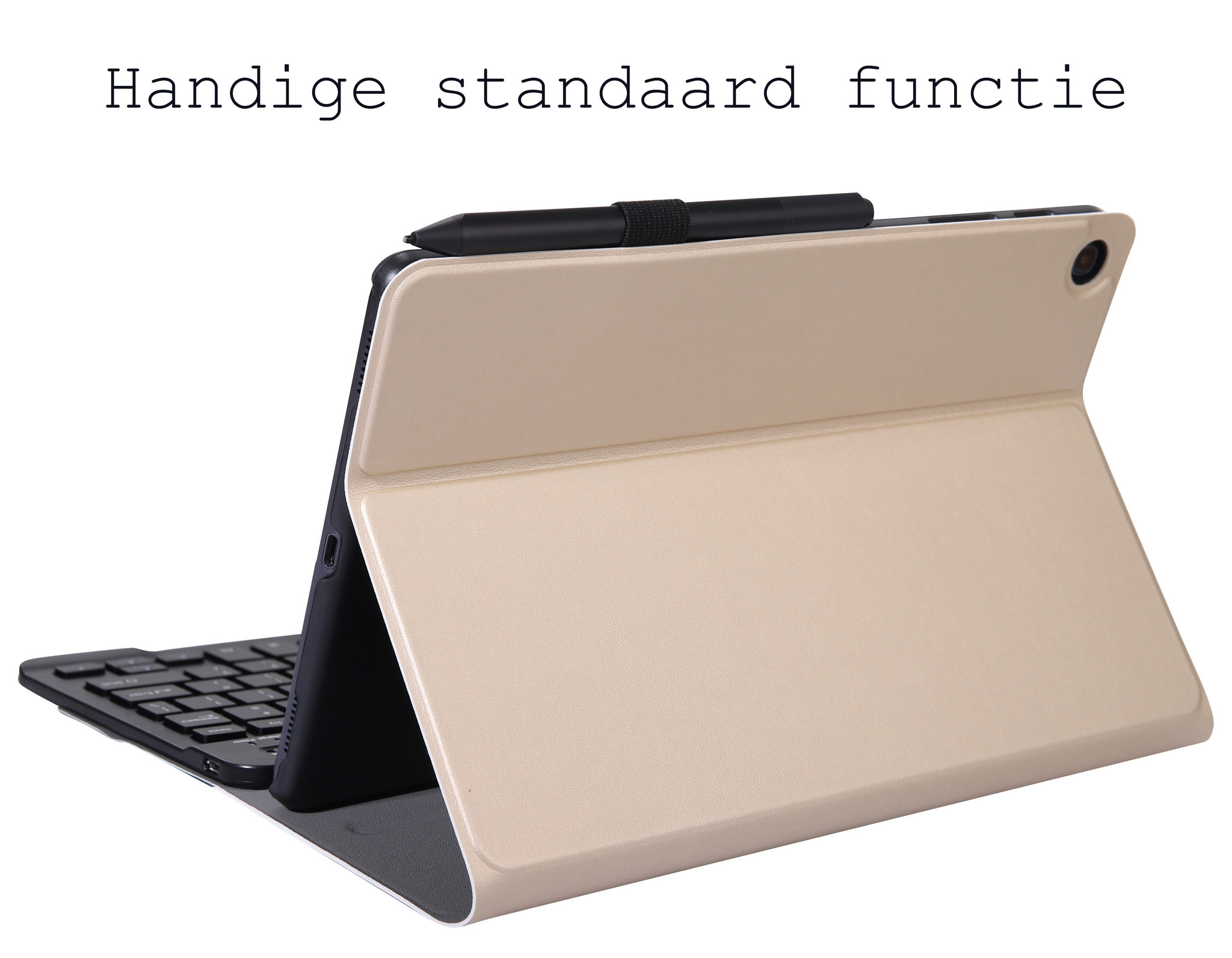 BASEY. Hoesje Geschikt voor Samsung Galaxy Tab A8 Toetsenbord Hoes Book Case Met Screenprotector - Hoes Geschikt voor Samsung Tab A8 Toetsenbord Hoesje Keyboard Cover - Goud
