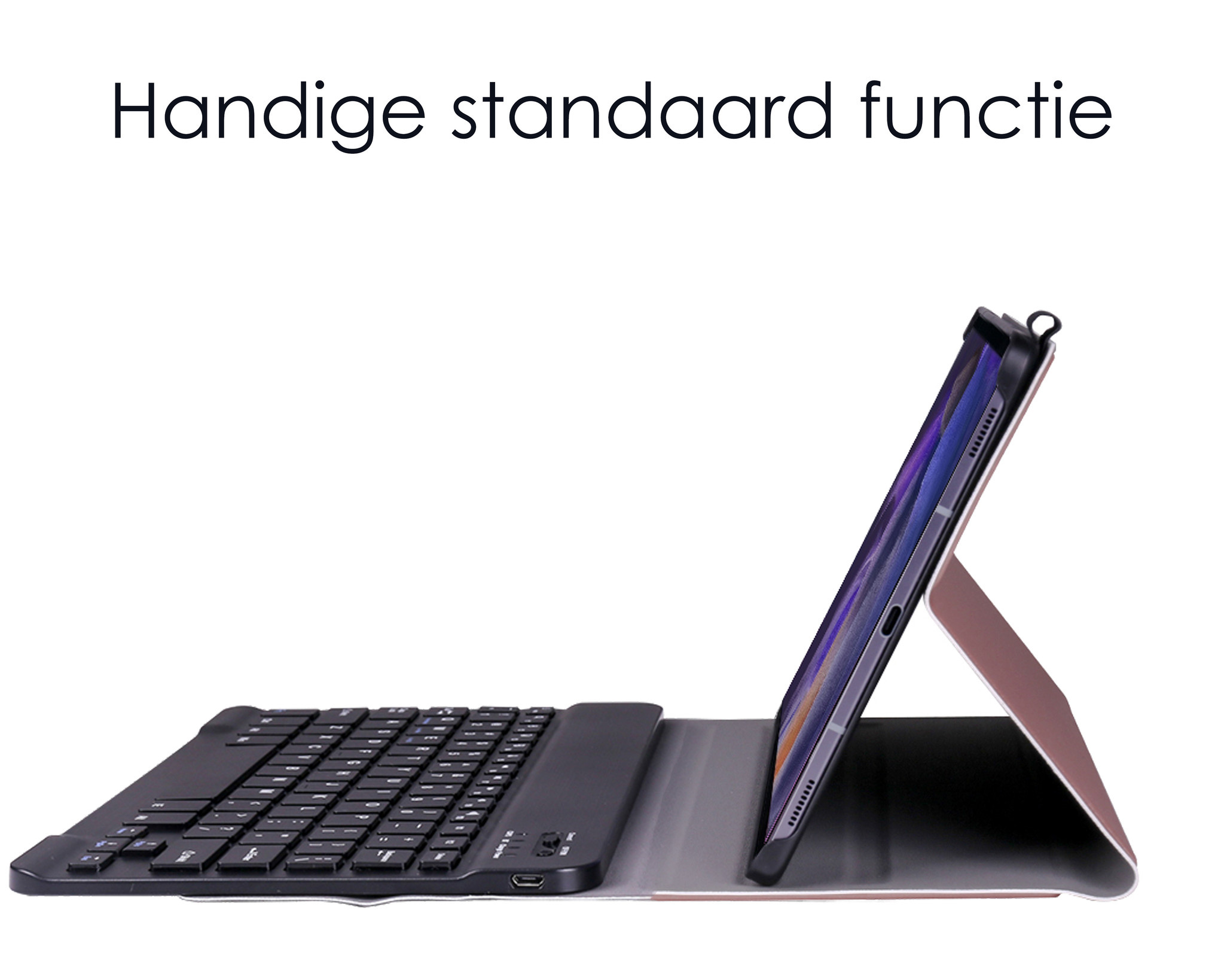NoXx Hoesje Geschikt voor Samsung Galaxy Tab A8 Hoesje Toetsenbord Hoes Met Screenprotector - Hoes Geschikt voor Samsung Tab A8 Keyboard Case Book Cover - Rosé goud